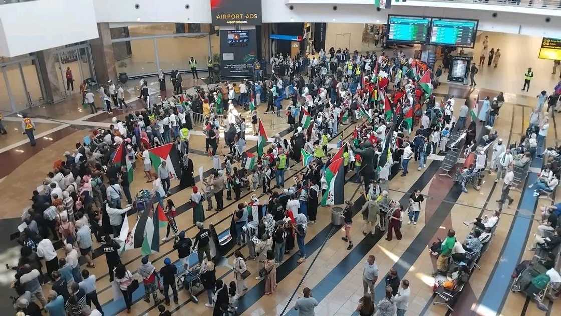 South Africans reacted to the Palestinian refugees' arrival in the country South Africans reacted to the Palestinian refugees' arrival in the country