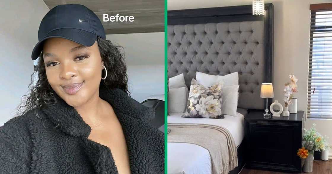 A woman revamped her bedroom with Mr Price decor items A woman revamped her bedroom with Mr Price decor items