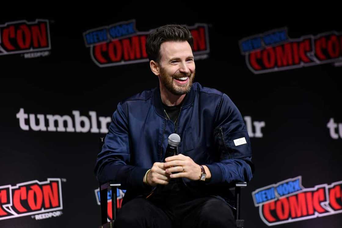 Chris Evans speaks at a panel in New York Chris Evans speaks at a panel in New York