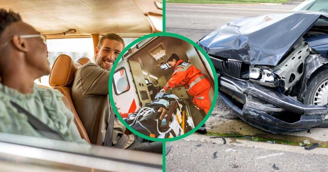 Two men were ejected out of a car that overturned in an accident in Johannesburg Two men were ejected out of a car that overturned in an accident in Johannesburg