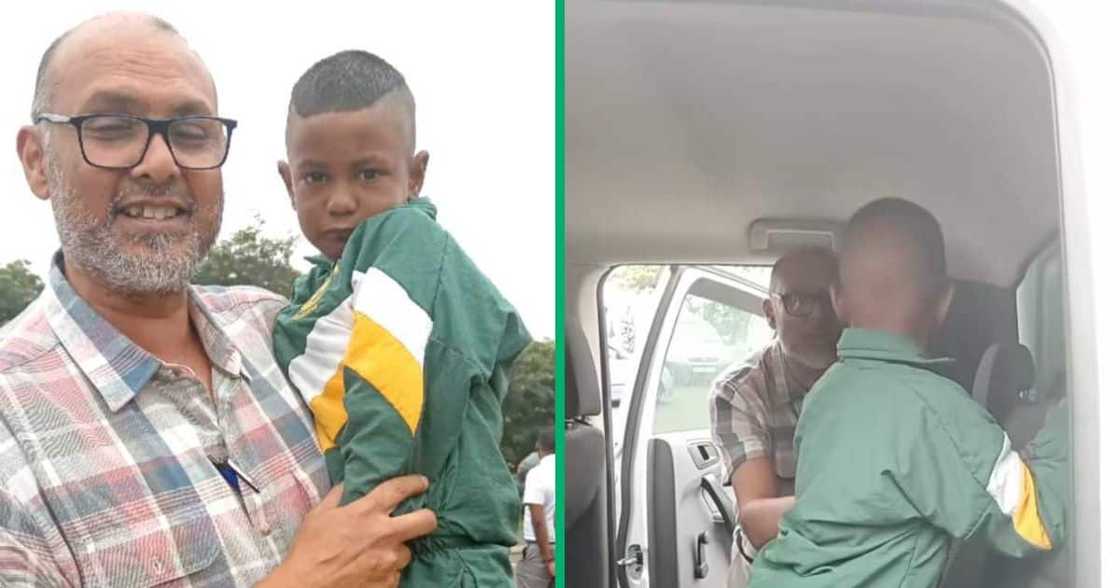 A teacher rescues a mom from her child after he refuses to leave the car. A teacher rescues a mom from her child after he refuses to leave the car.