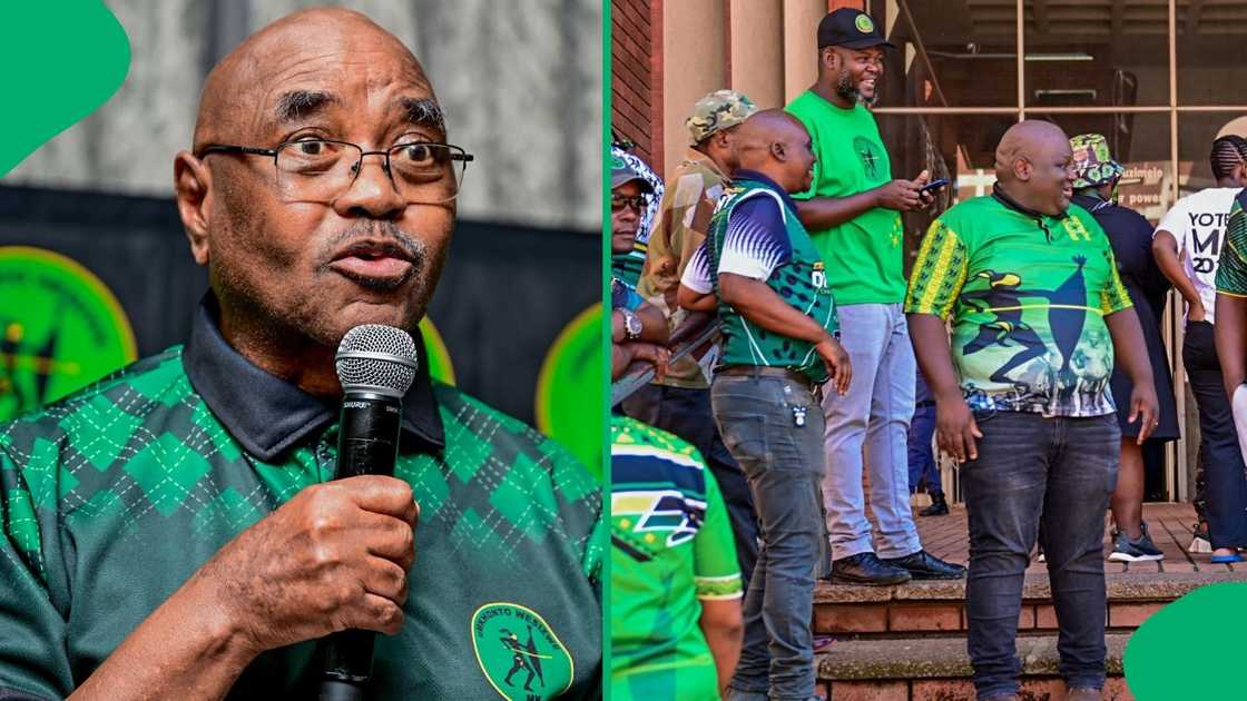 MK Party KZN Provincial Convener Willies Mchunu addressed the media and party supporters outside the courtroom. MK Party KZN Provincial Convener Willies Mchunu addressed the media and party supporters outside the courtroom.