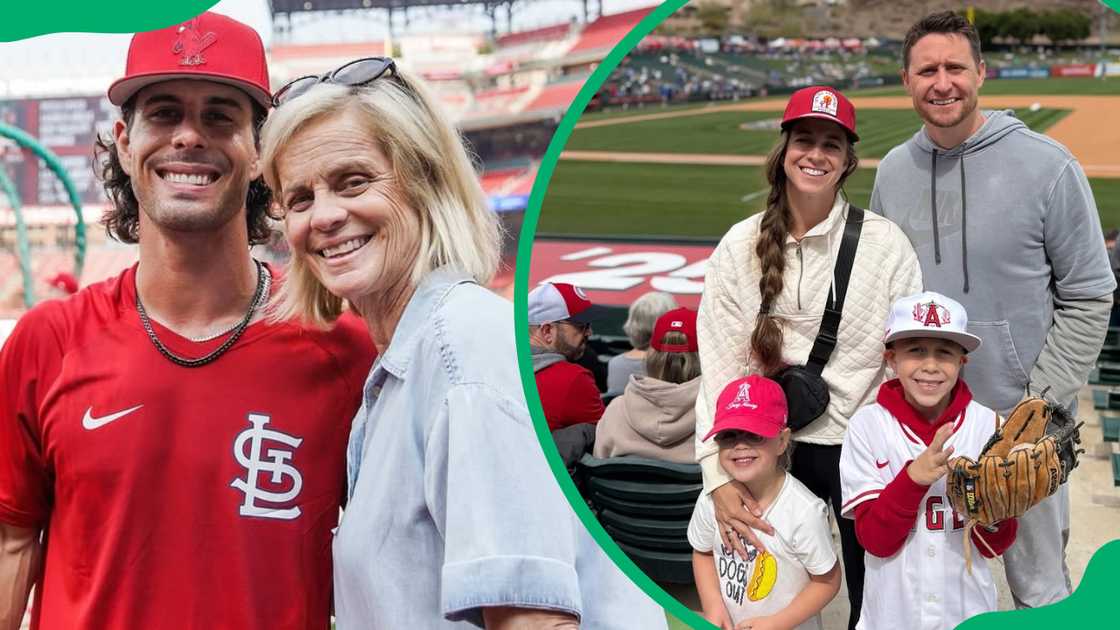 Kim Mulkey and her son, Kramer (L). McKenzie and Clay with their children, Sage and Kannon (R)