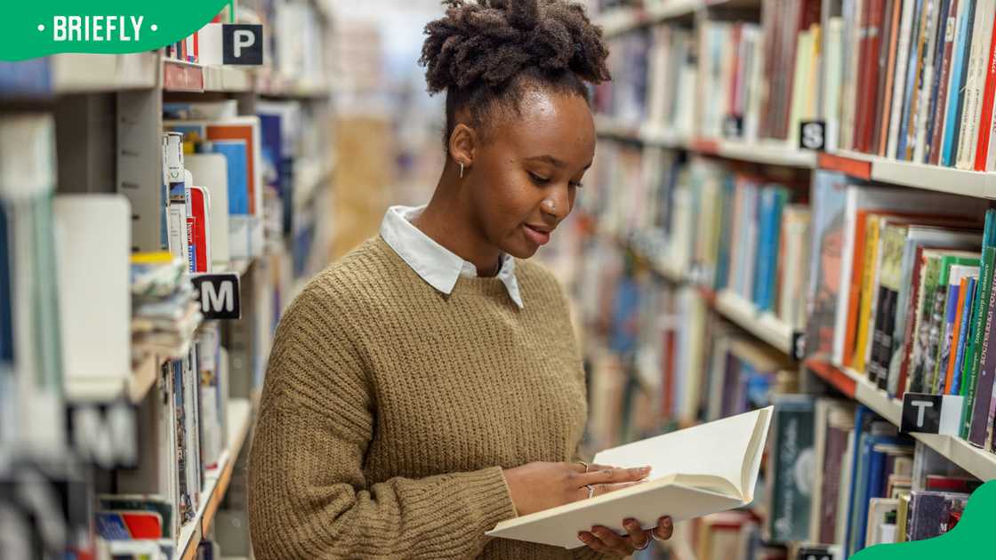 A student at the library A student at the library