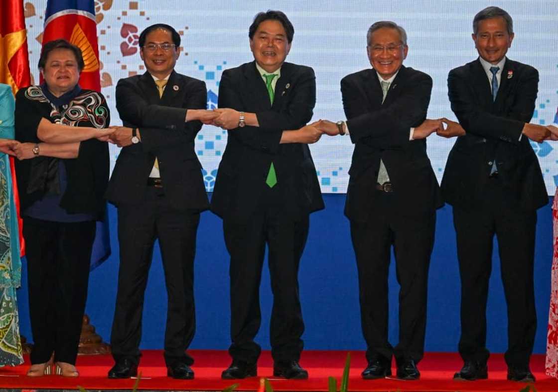 Southeast Asian foreign ministers gathered for talks in Cambodia have urged restraint as tensions rise in the Taiwan Strait