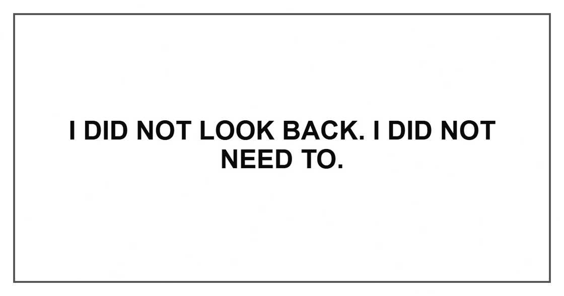 I did not look back. I did not need to.