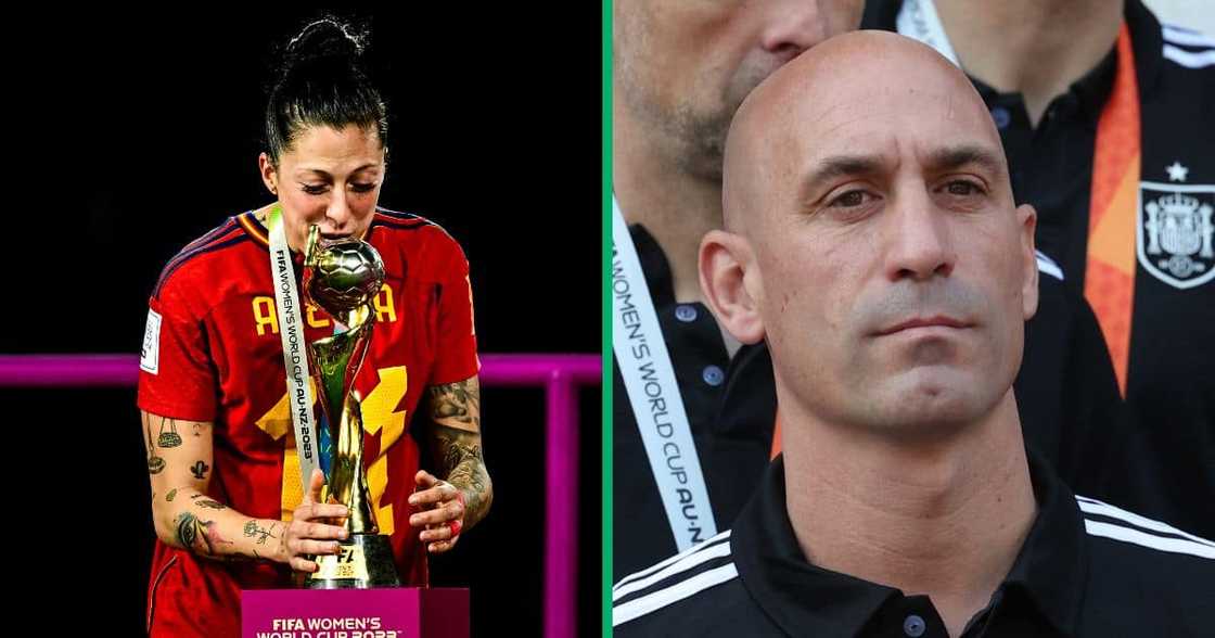 Jennifer Hermoso of Spain kisses the Women's World Cup trophy during the Fifa Women's World Cup