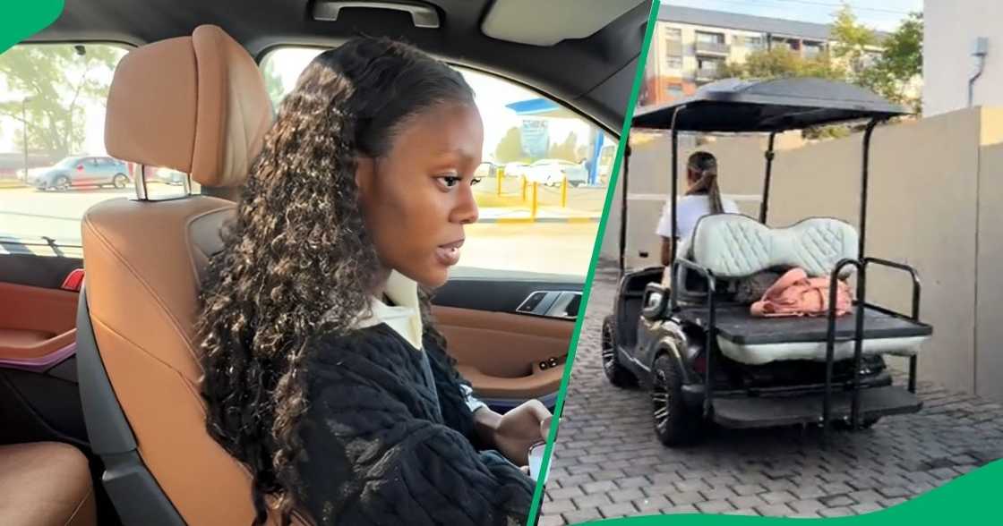 Learner drives golf cart to school Learner drives golf cart to school