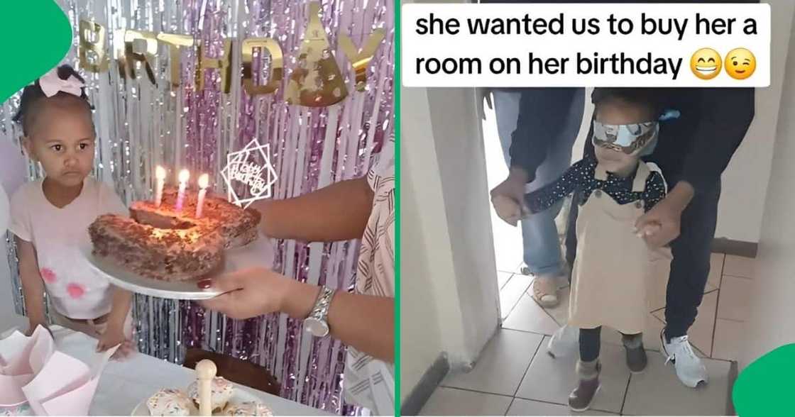 A three-year-old girl got a bedroom as a surprise birthday gift. A three-year-old girl got a bedroom as a surprise birthday gift.