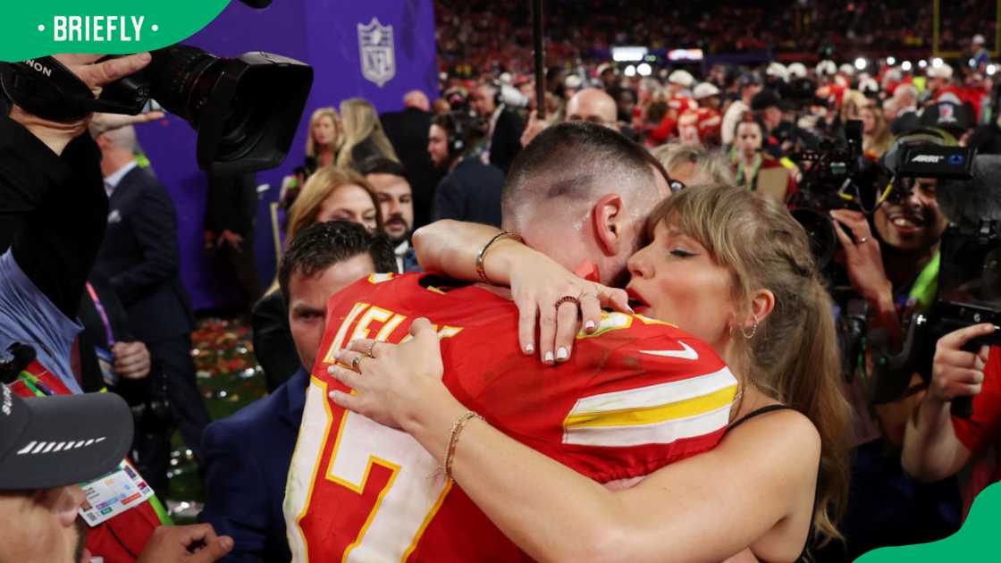 Taylor Swift and Travis Kelce during Super Bowl LVIII at Allegiant Stadium in 2024 Taylor Swift and Travis Kelce during Super Bowl LVIII at Allegiant Stadium in 2024