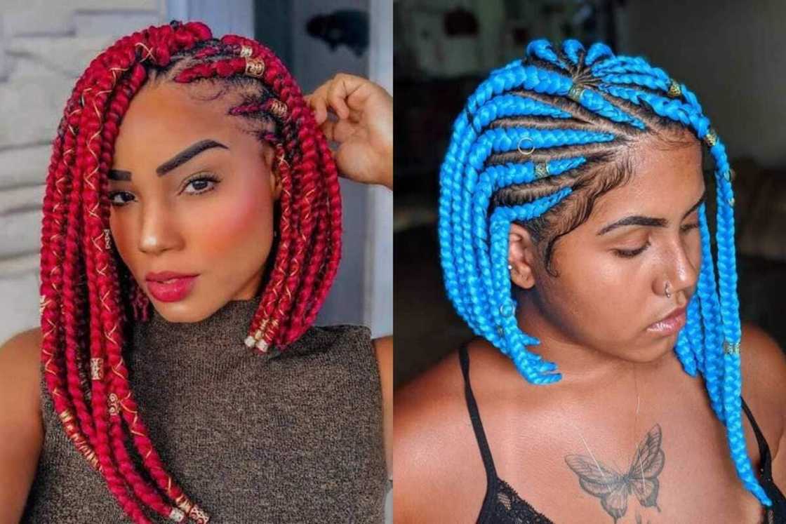 Perfect high-low bold-coloured braids Perfect high-low bold-coloured braids