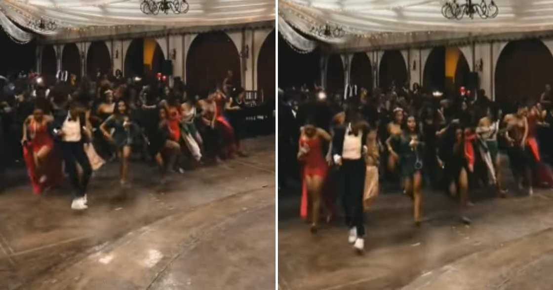 Matric students doing a dance challenge Matric students doing a dance challenge