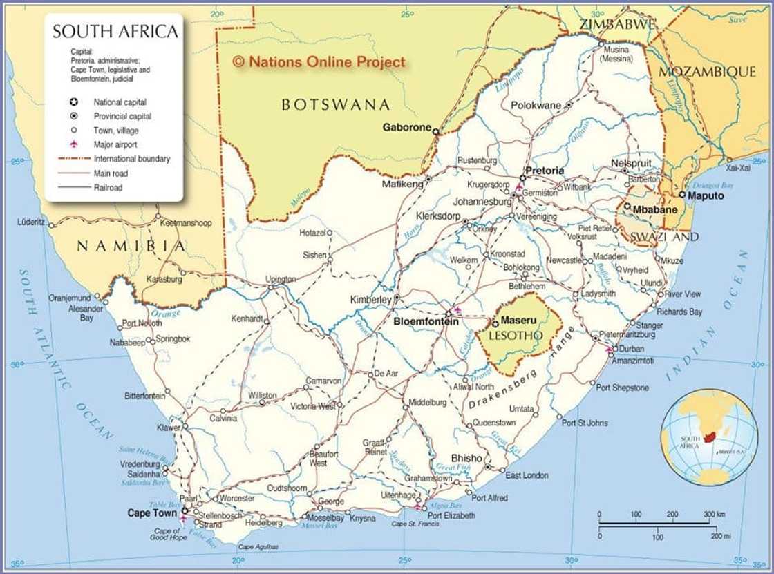 South African provinces by size, languages and capital cities