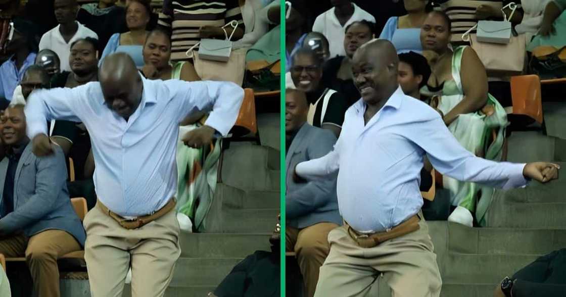 Black father celebrating at graduation.