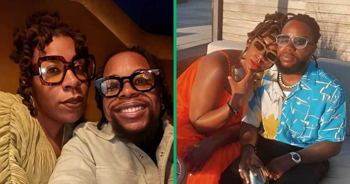 Black couple man and woman wearing glasses Black couple man and woman wearing glasses