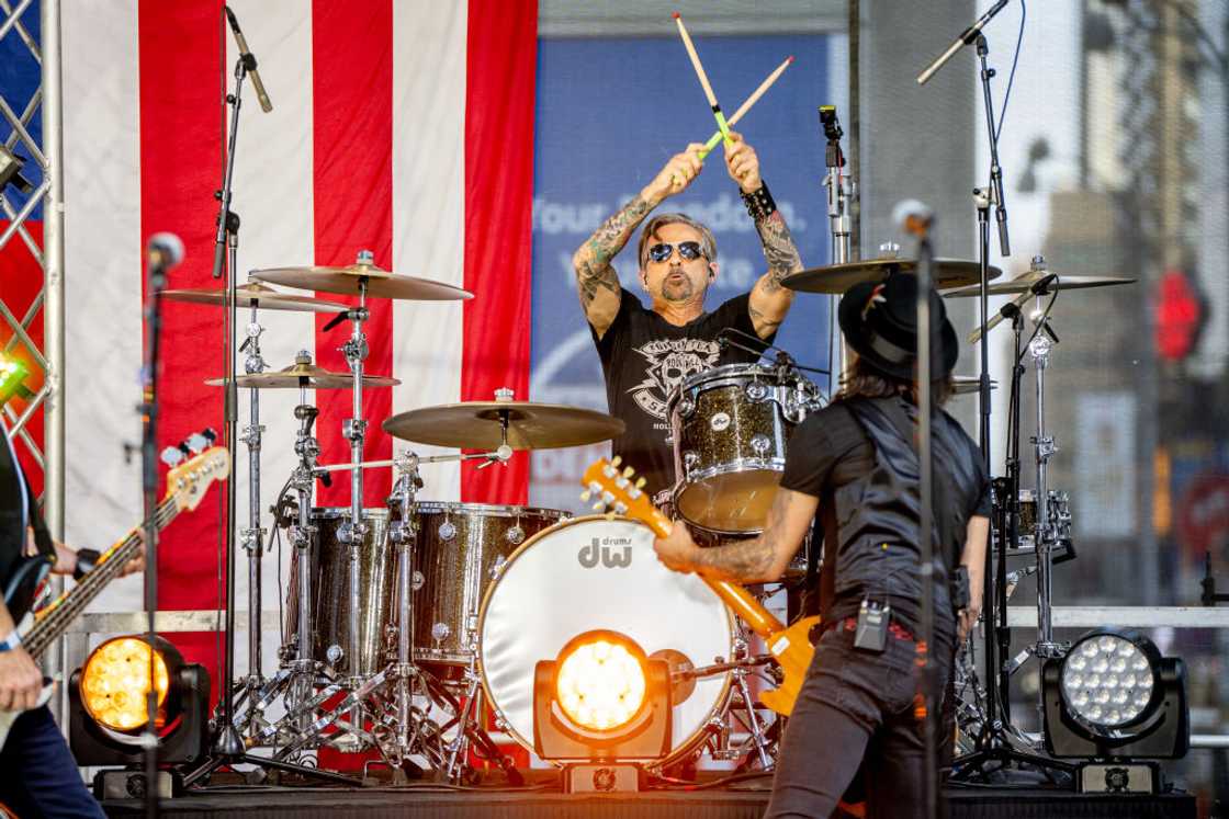 Drummer Chris Frazier on stage Drummer Chris Frazier on stage