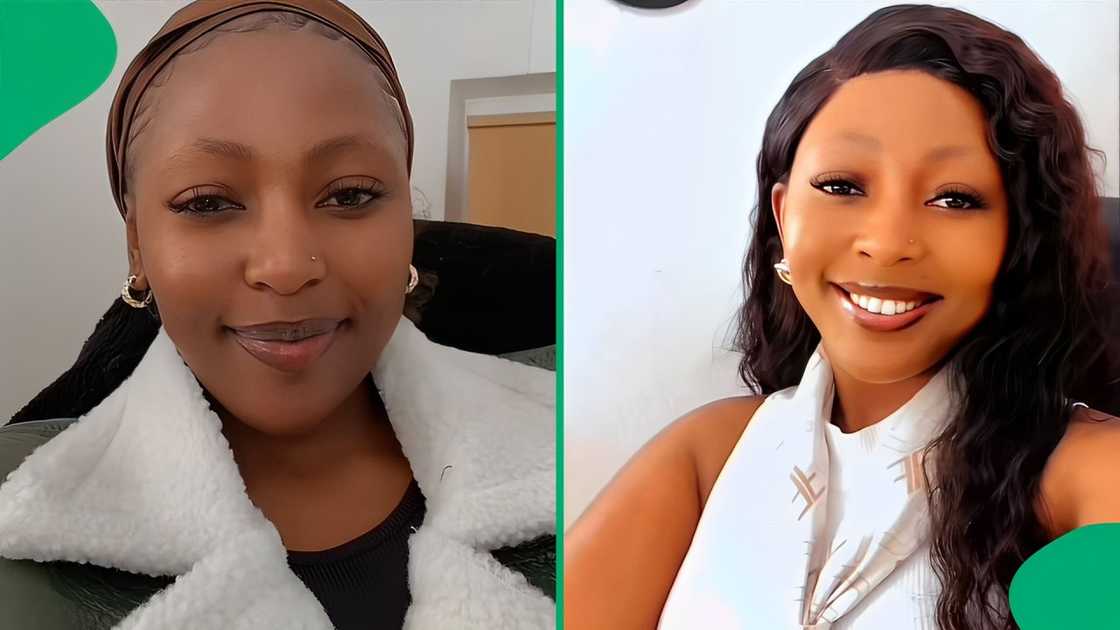 A TikTok video shows a woman unveiling her impressive weight loss journey. A TikTok video shows a woman unveiling her impressive weight loss journey.