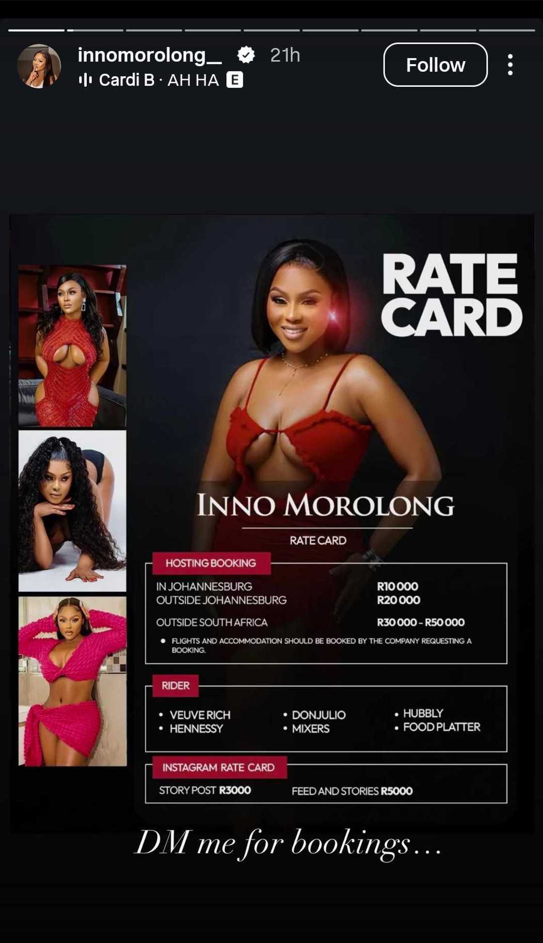 Inno Morolong shares her prices amid leaked video scandal Inno Morolong shares her prices amid leaked video scandal