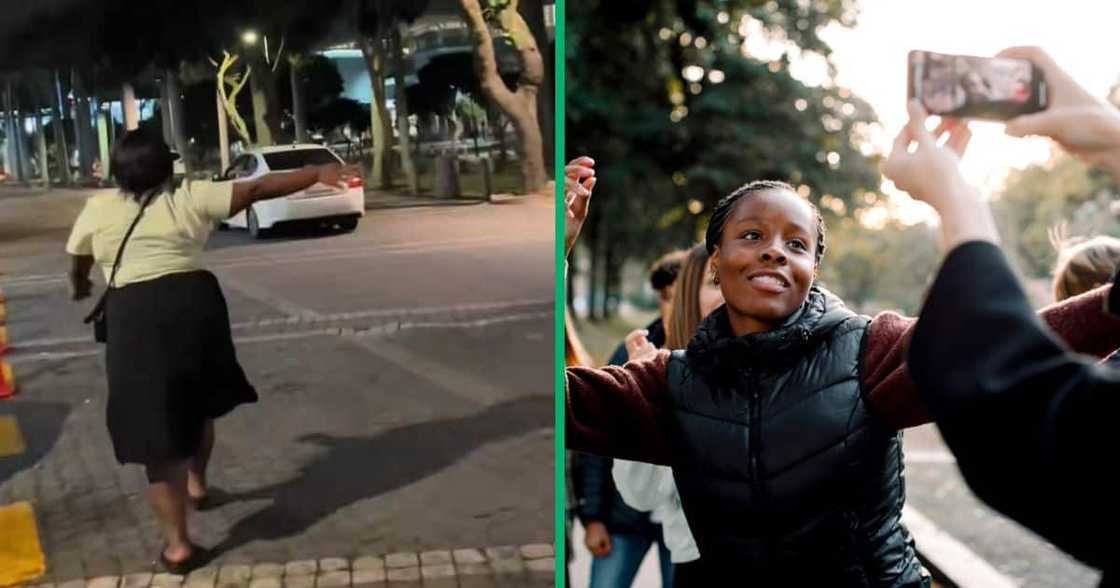 A TikTok video shows a woman acting crazy on the streets. A TikTok video shows a woman acting crazy on the streets.