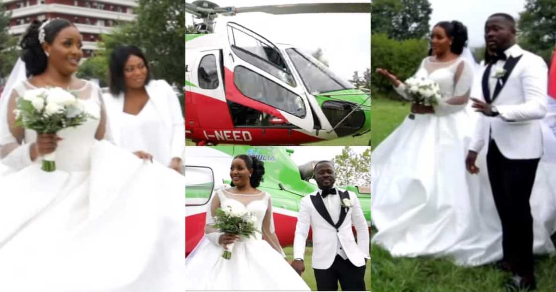 Ghanaian bride arrives at her wedding in a chopper Ghanaian bride arrives at her wedding in a chopper