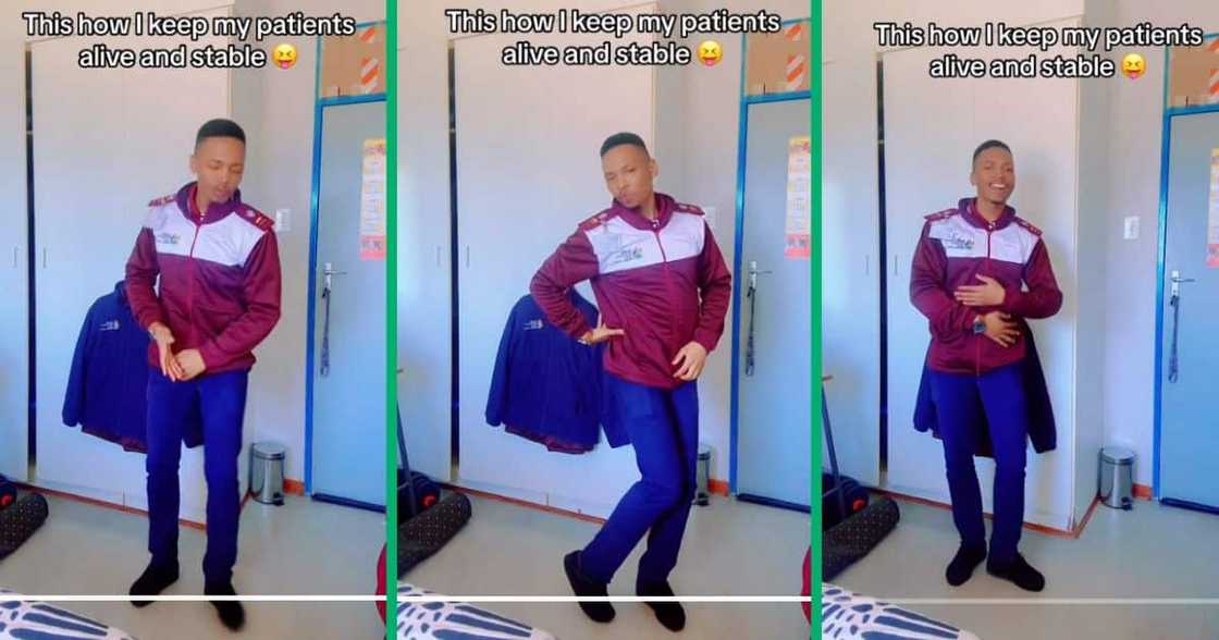 Male nurse dancing in TikTok video Male nurse dancing in TikTok video