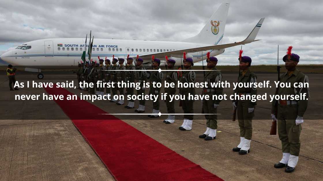 Members of the SA Air Force on parade in front of a branded aeroplane Members of the SA Air Force on parade in front of a branded aeroplane