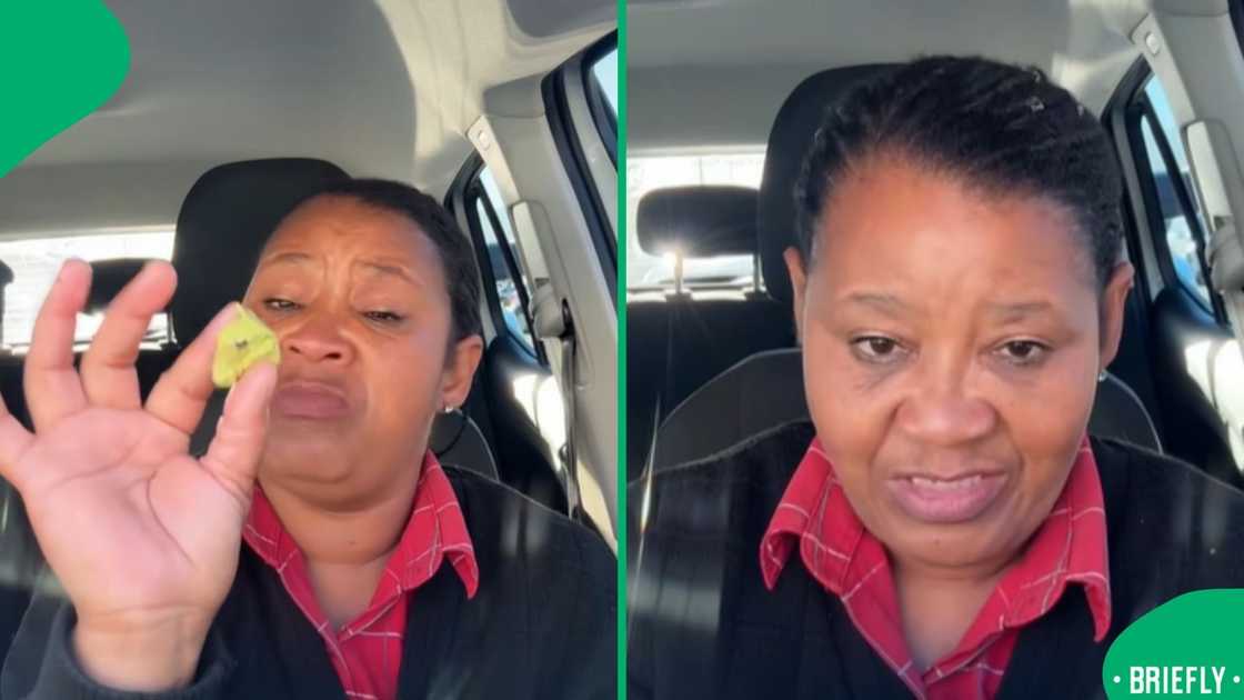 A woman tried wasabi for the first time. A woman tried wasabi for the first time.