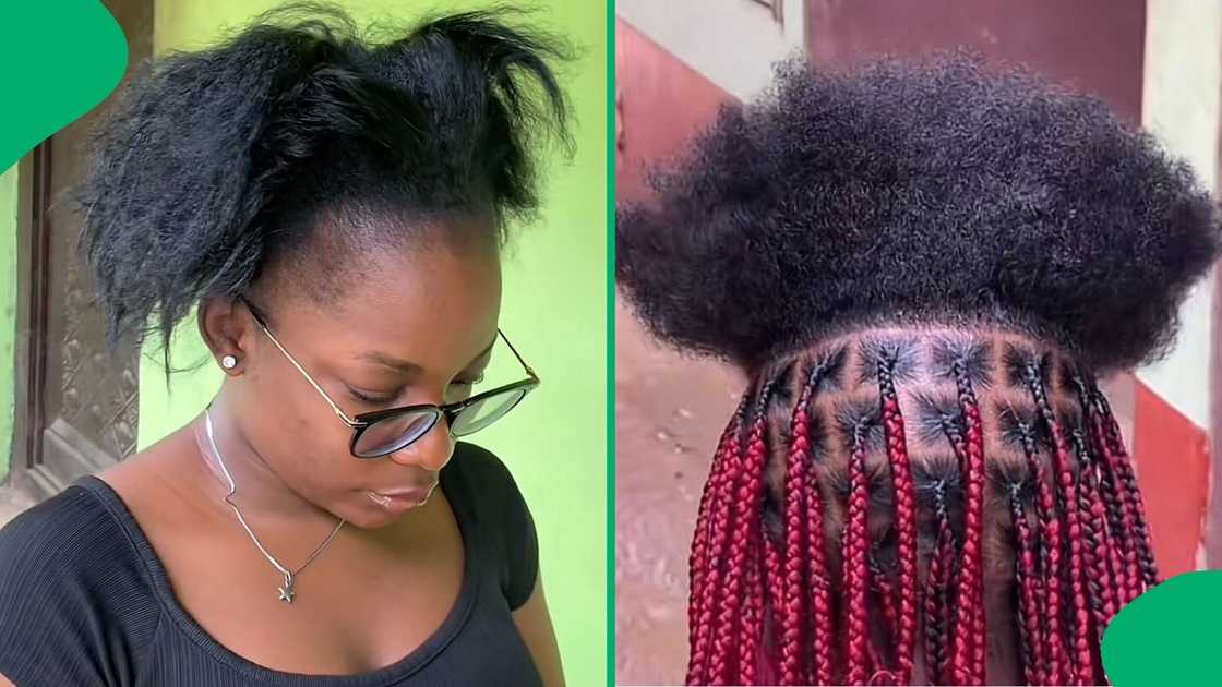 A TikTok video shows a woman unveiling a new hairstyle that left peeps with mixed reactions. A TikTok video shows a woman unveiling a new hairstyle that left peeps with mixed reactions.