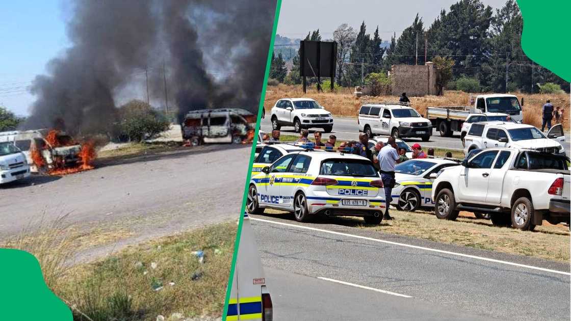 Cops refute claims North West community torched taxis after being forced out of cars Cops refute claims North West community torched taxis after being forced out of cars