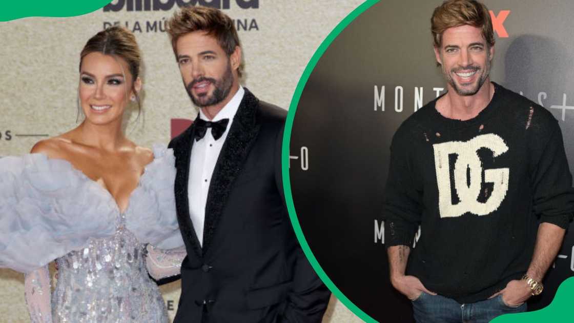William Levy and Elizabeth Gutiérrez at the 2021 Billboard Latin Music Awards (L). The actor at the Silverspot Cinema in 2023 (R)