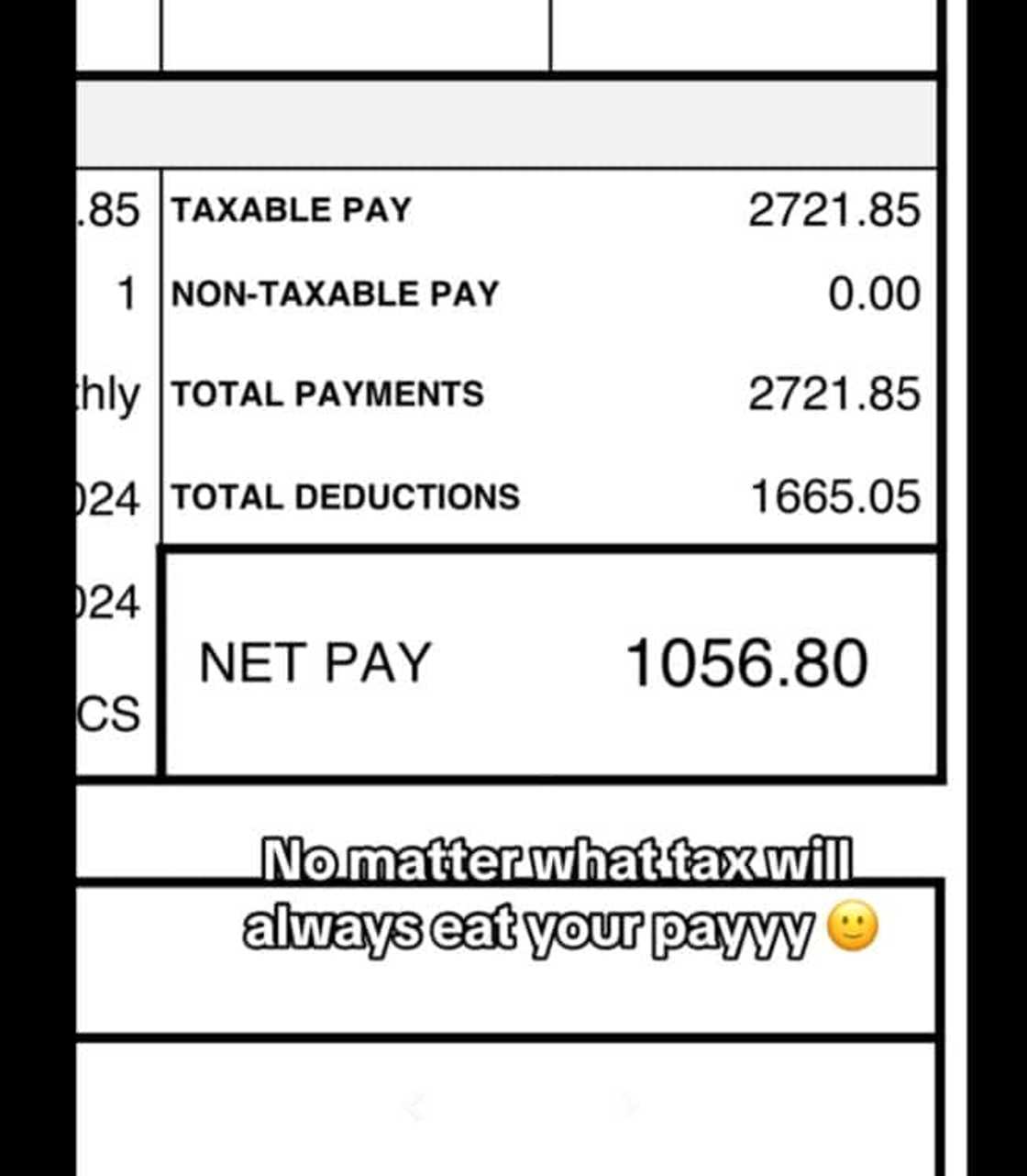 A woman shared a screenshot of her tax deductions.