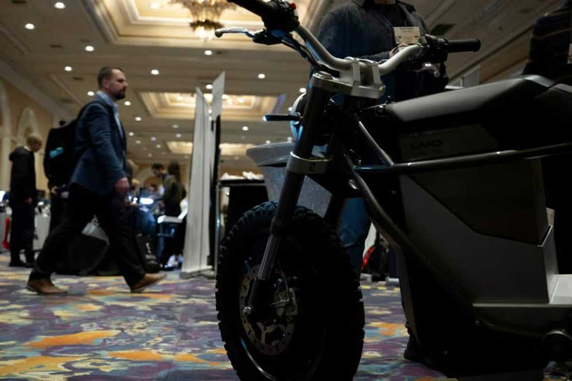 A man walks past an e-bike  at the The Mirage resort during the Consumer Electronics Show (CES) in Las Vegas