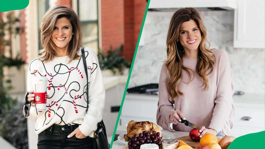 Brighton carrying a cup of coffee and cutting an apple Brighton carrying a cup of coffee and cutting an apple