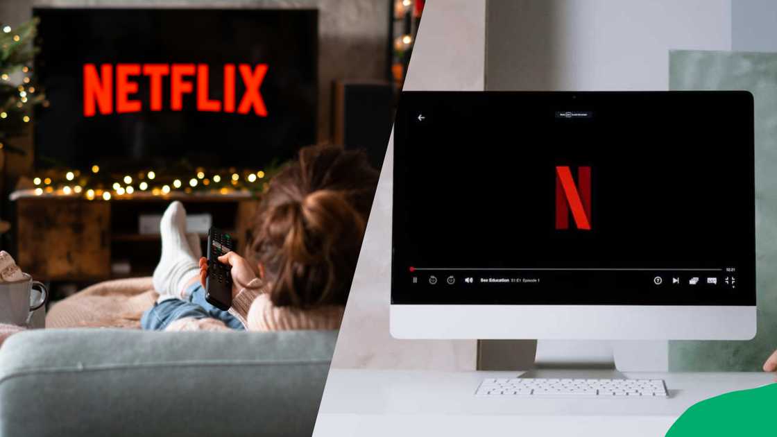 Netflix on a TV and a desktop cpmputer Netflix on a TV and a desktop cpmputer