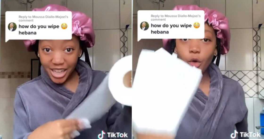 Women with long nails shows how to wipe Women with long nails shows how to wipe