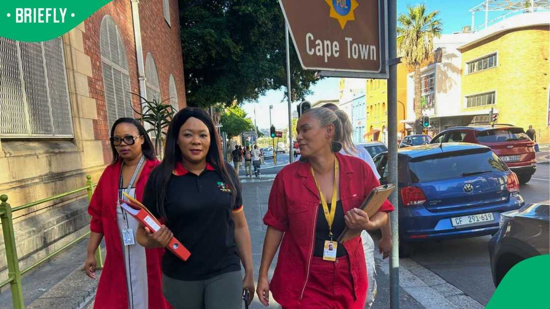 The EFF's Leigh-Ann Mathys reported to the police station to open a case against Cedric Nkabinde The EFF's Leigh-Ann Mathys reported to the police station to open a case against Cedric Nkabinde