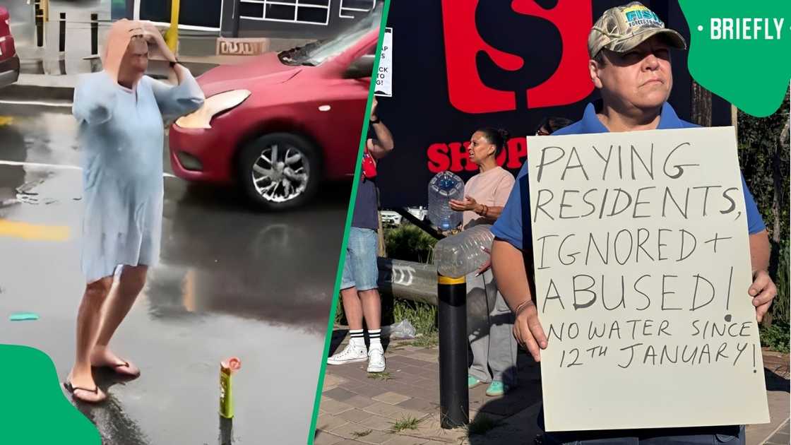 A Melville resident was spotted showering in the rain