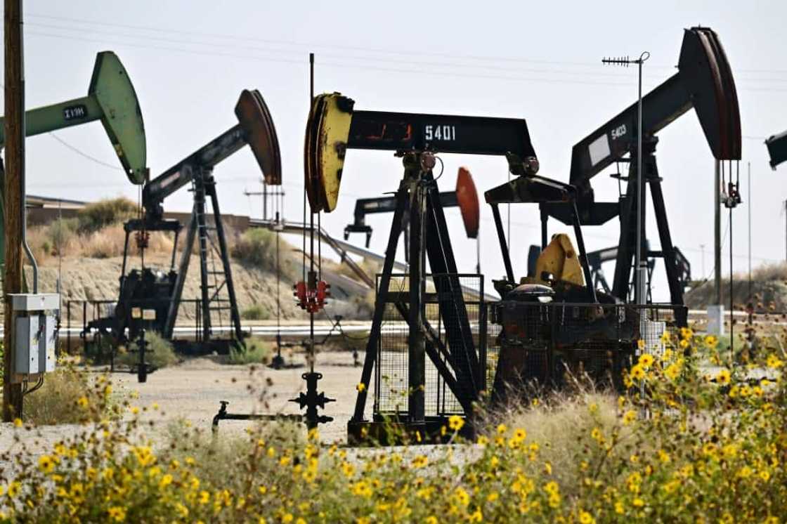 Pumpjacks on oilfields in Kern County, California Pumpjacks on oilfields in Kern County, California