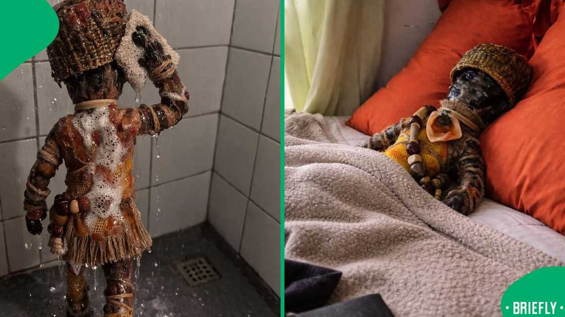 The image on the right showed the tokoloshe sleeping