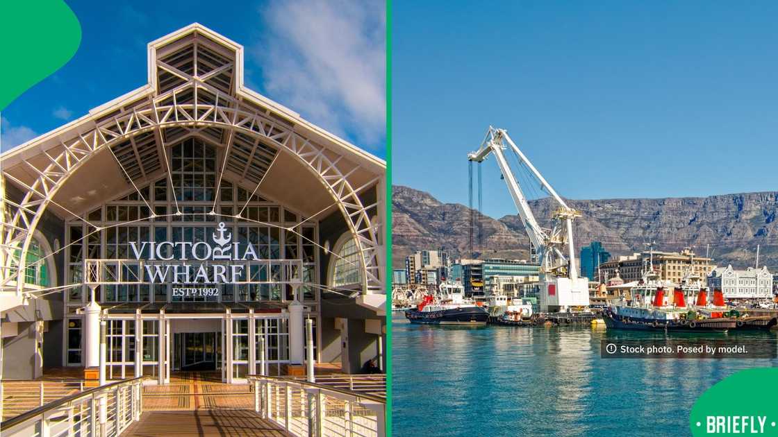 The image showed a wide view of the V&A Waterfront in Cape Town with Table Mountain in the background
