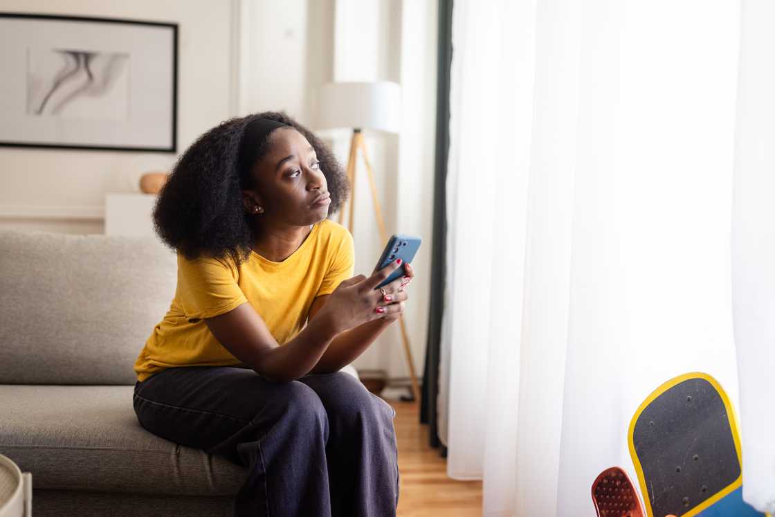 A woman on her phone