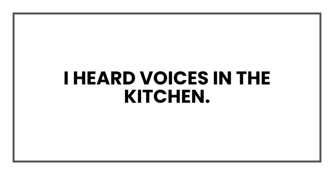 I heard voices in the kitchen.