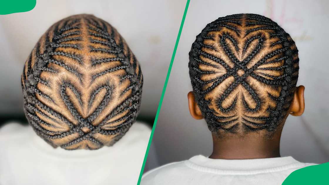 A woman with stylish double fishbone cornrows A woman with stylish double fishbone cornrows