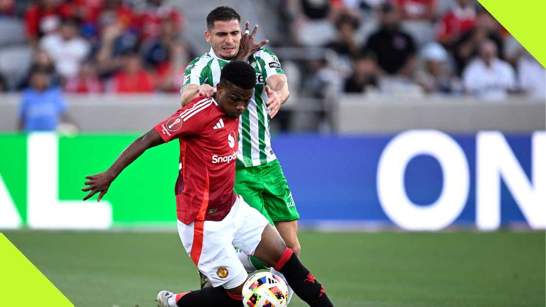 Manchester United talent Amad Diallo on the pitch against Real Betis.