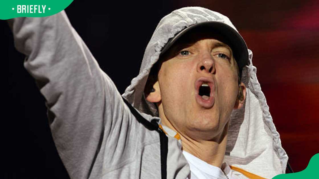 Eminem performing during a concert Eminem performing during a concert