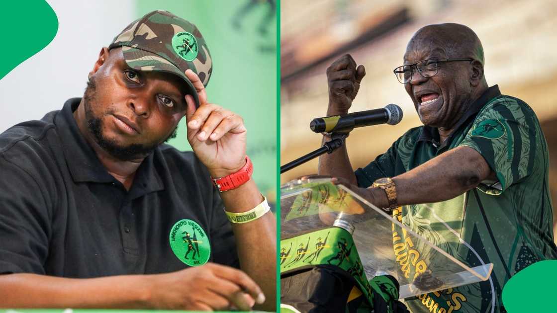 MK Party Secretary-General Floyd Shivambu sang president Jacob Zuma's praises MK Party Secretary-General Floyd Shivambu sang president Jacob Zuma's praises