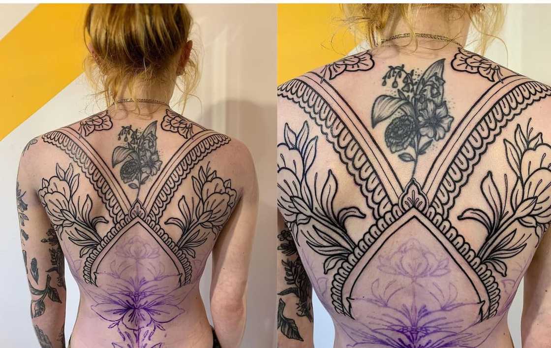 Floral ornamental tattoo