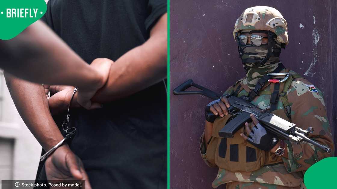 Two suspects were arrested after they were found in possession of military weapons