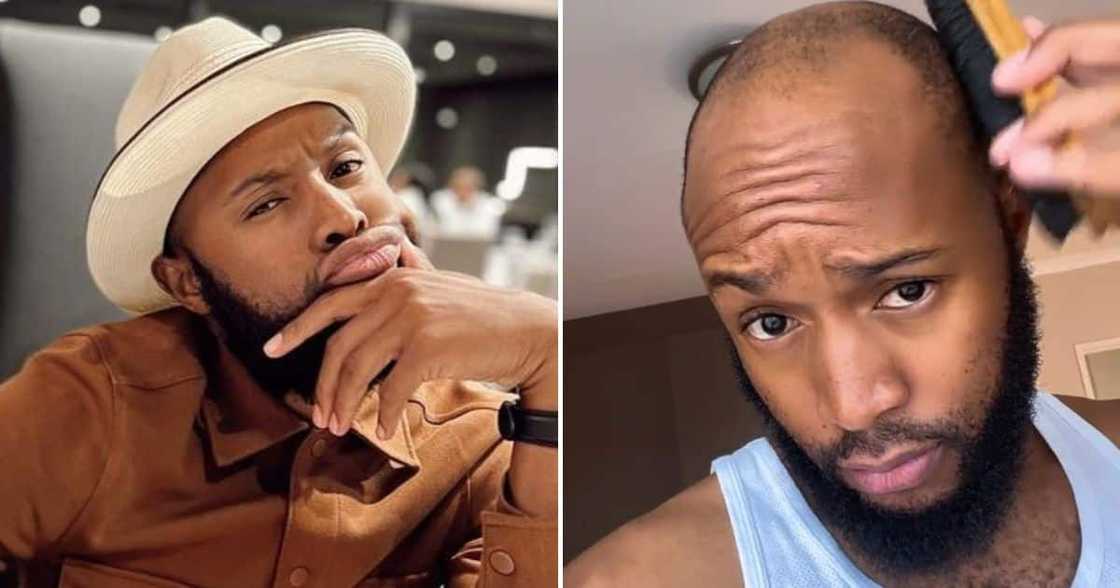 Mohale Motaung shared a hilarious video brushing his mpandla, claiming it's an Afro. Mohale Motaung shared a hilarious video brushing his mpandla, claiming it's an Afro.