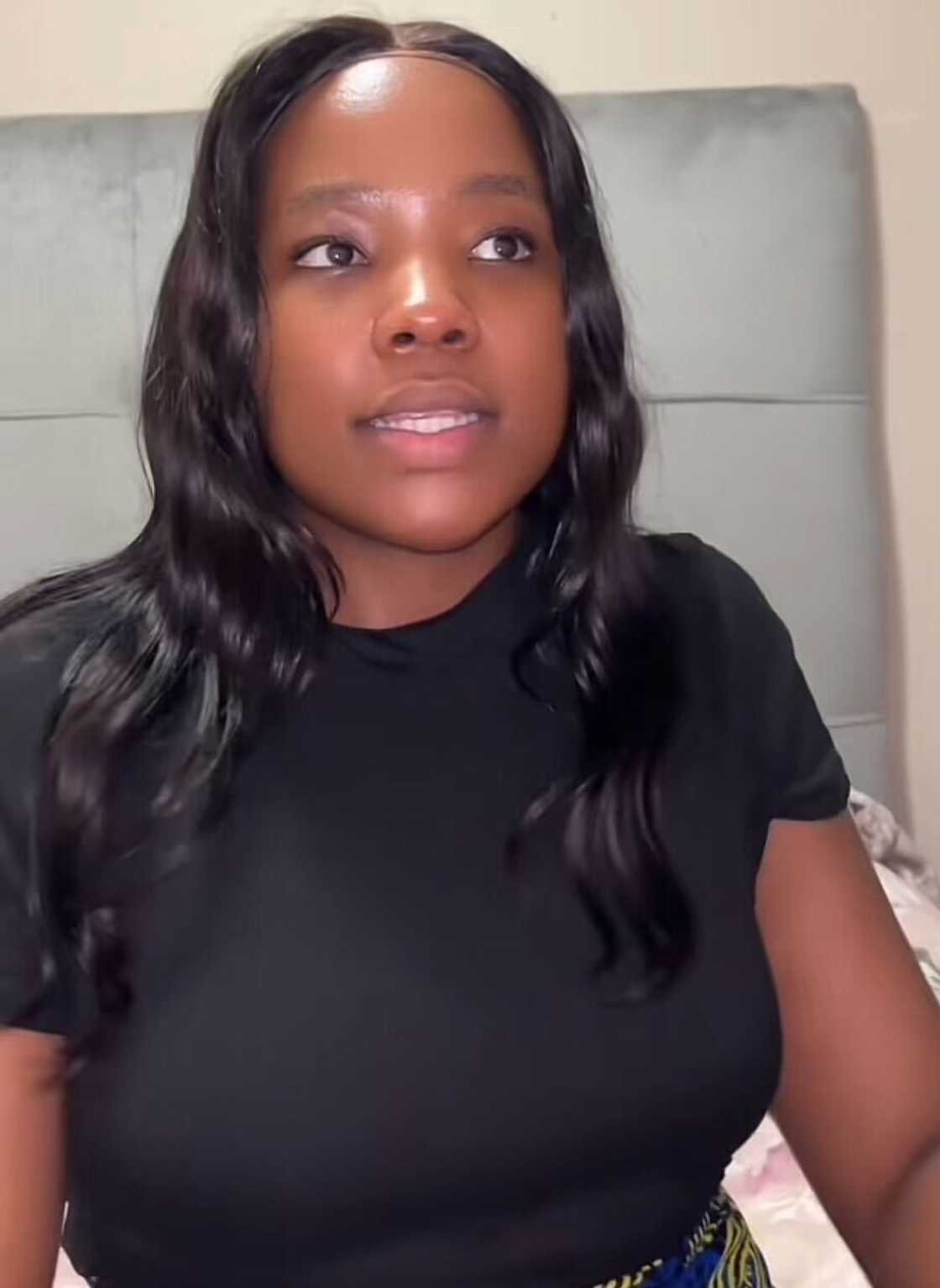 A young lady proudly celebrated her first time buying groceries for her family. A young lady proudly celebrated her first time buying groceries for her family.